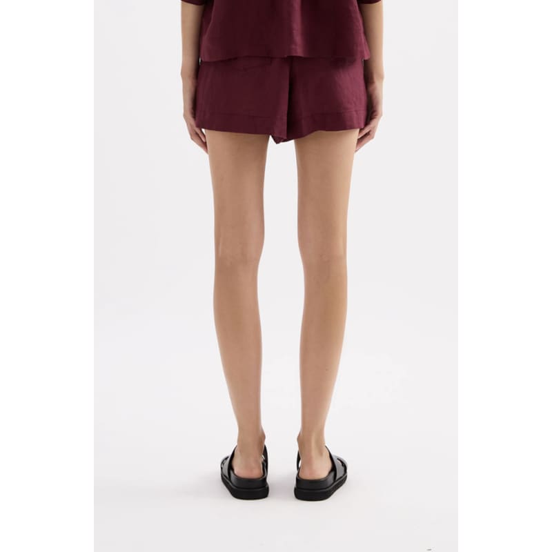 Lounge Linen Short | Merlot - Bottoms