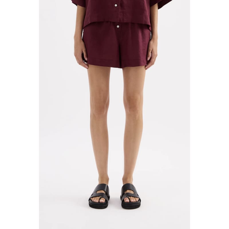 Lounge Linen Short | Merlot - Bottoms