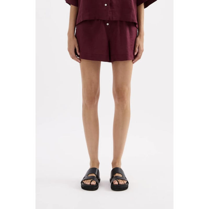 Lounge Linen Short | Merlot - Bottoms