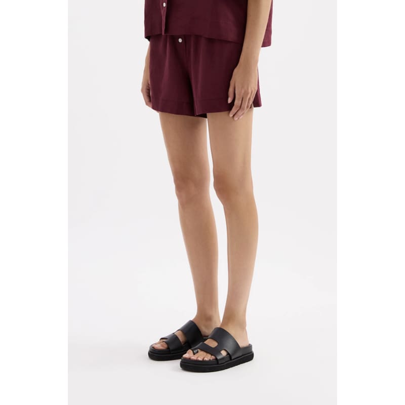 Lounge Linen Short | Merlot - Bottoms