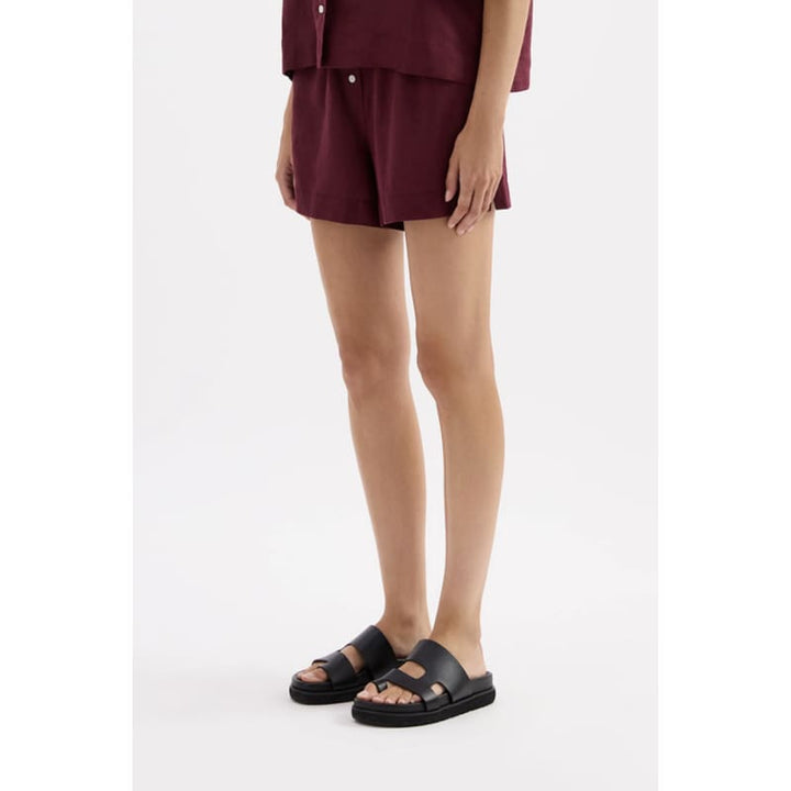 Lounge Linen Short | Merlot - Bottoms