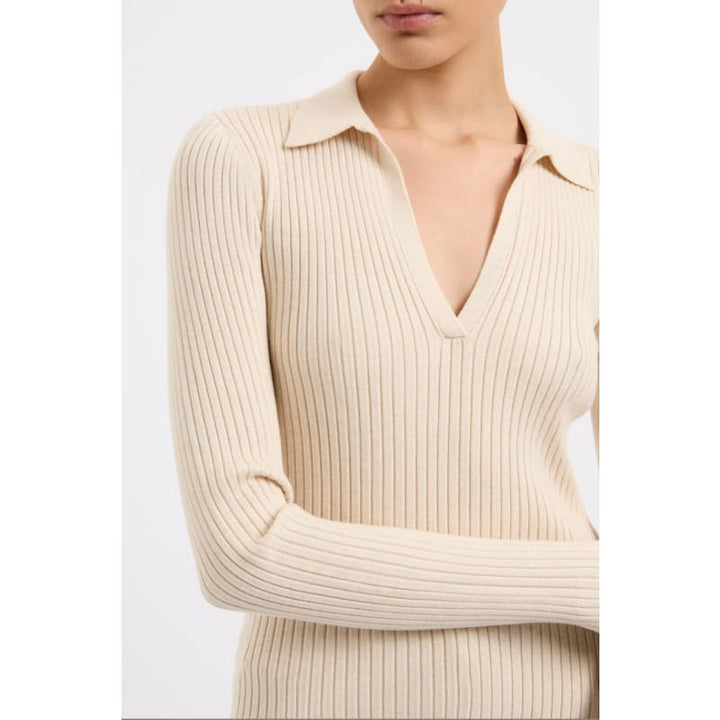 Lourdes Rugby Knit | Cream Marle - Tops