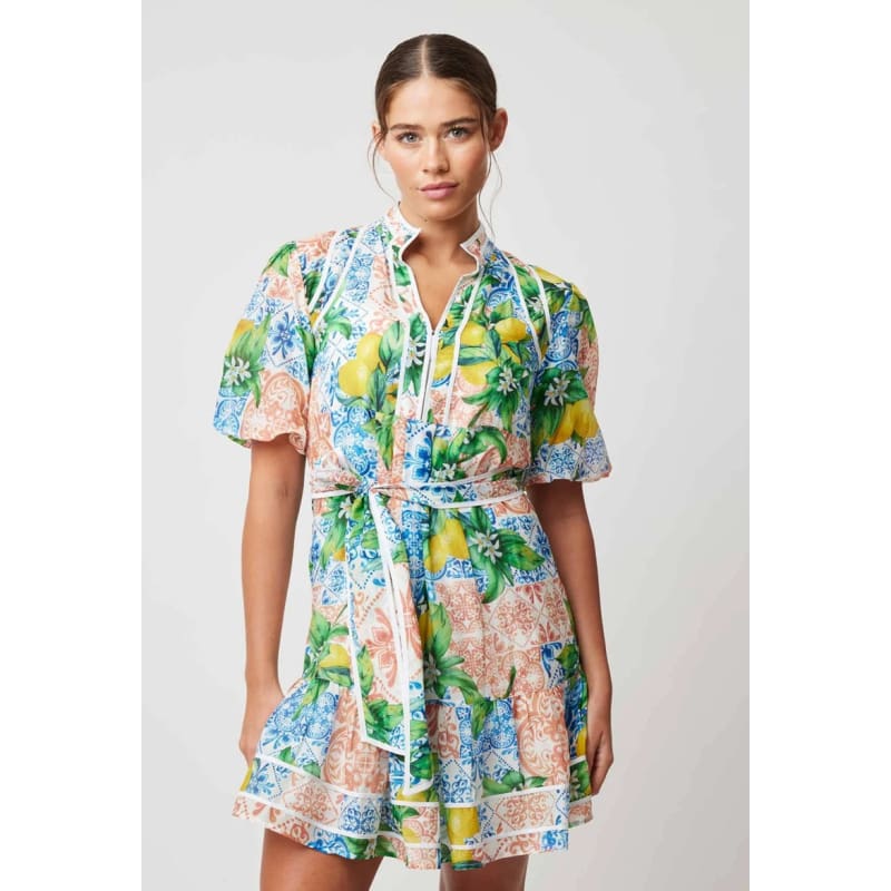Lucia Cotton Silk Dress| Lemonata Print - Dress