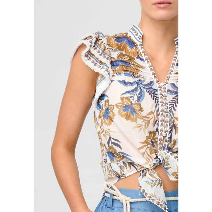 Luma Silk Cotton Flutter Sleeve Top | Golden Medina - Tops