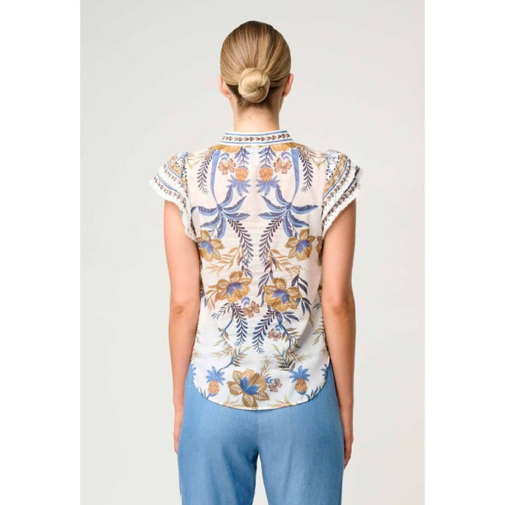 Luma Silk Cotton Flutter Sleeve Top | Golden Medina - Tops