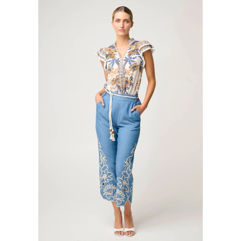Luma Silk Cotton Flutter Sleeve Top | Golden Medina - Tops