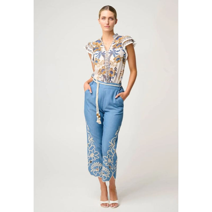 Luma Silk Cotton Flutter Sleeve Top | Golden Medina - Tops