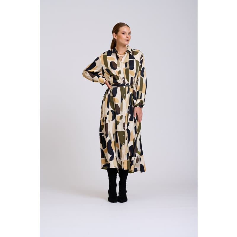 Luxe Luna Longline Dress | Abstract Khaki - Dress