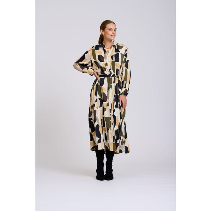 Luxe Luna Longline Dress | Abstract Khaki - Dress