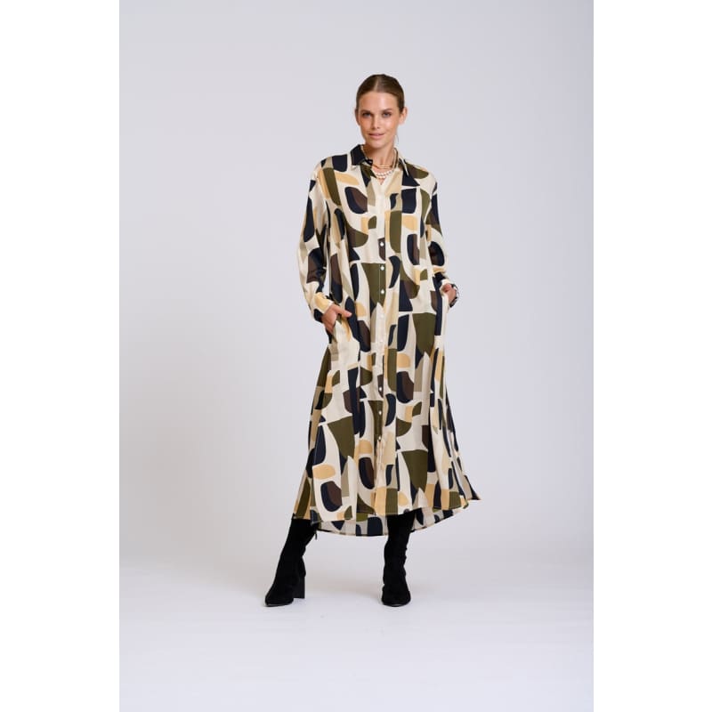 Luxe Luna Longline Dress | Abstract Khaki - Dress