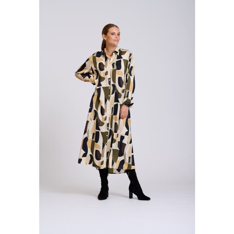 Luxe Luna Longline Dress | Abstract Khaki - Dress