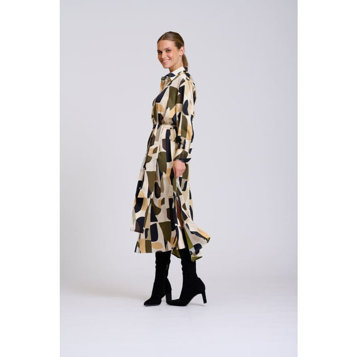 Luxe Luna Longline Dress | Abstract Khaki - Dress
