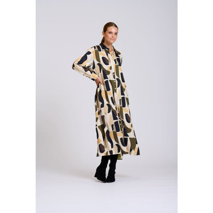 Luxe Luna Longline Dress | Abstract Khaki - Dress