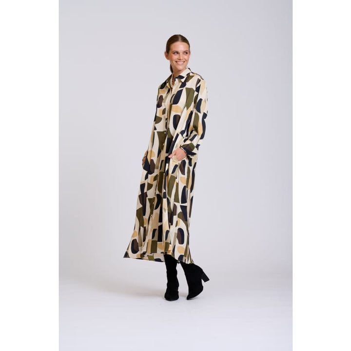 Luxe Luna Longline Dress | Abstract Khaki - Dress
