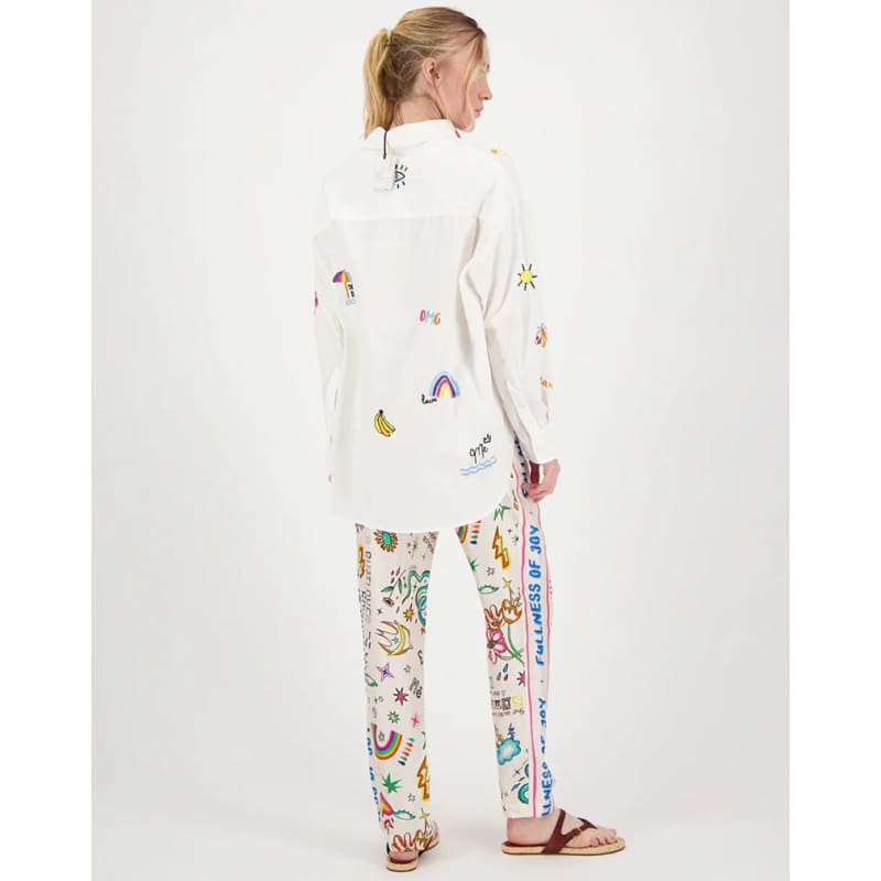 Madison Oversized Emboidered Shirt | White - Tops