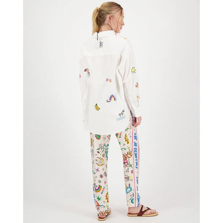 Madison Oversized Emboidered Shirt | White - Tops