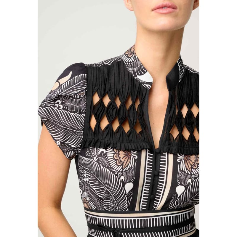 Maha Diamond Smock Viscose Dress | Onyx Casablanca - Dress