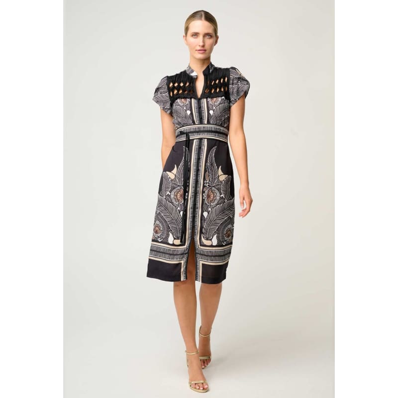 Maha Diamond Smock Viscose Dress | Onyx Casablanca - Dress
