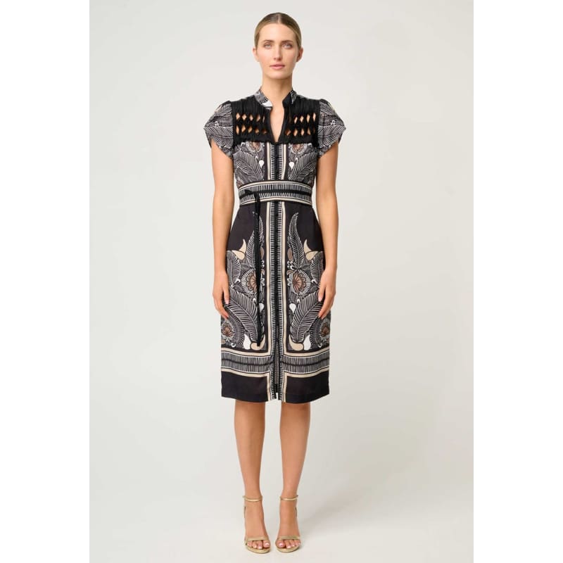 Maha Diamond Smock Viscose Dress | Onyx Casablanca - Dress