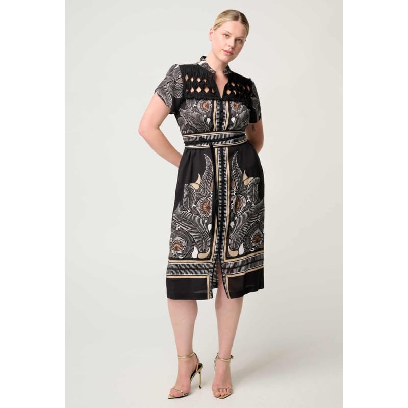 Maha Diamond Smock Viscose Dress | Onyx Casablanca - Dress