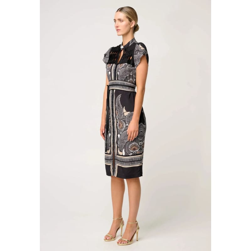 Maha Diamond Smock Viscose Dress | Onyx Casablanca - Dress