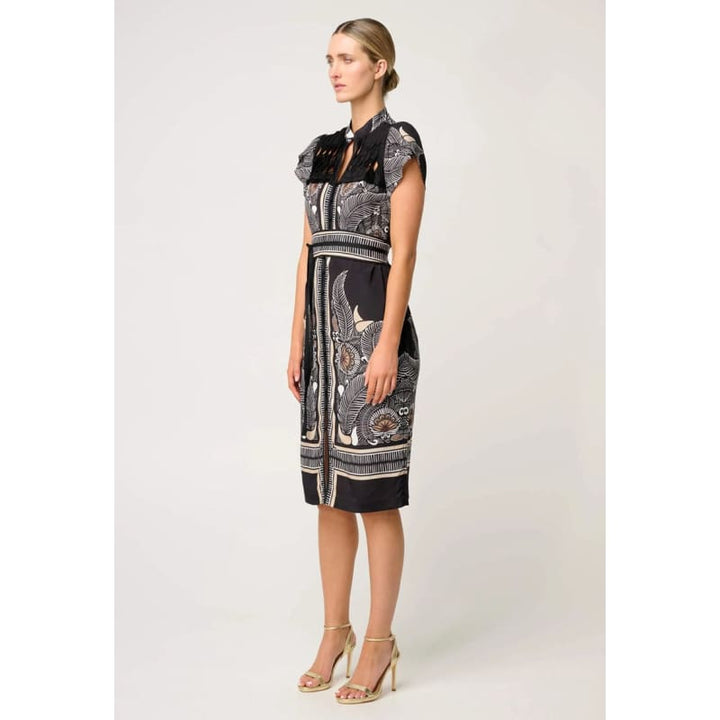 Maha Diamond Smock Viscose Dress | Onyx Casablanca - Dress
