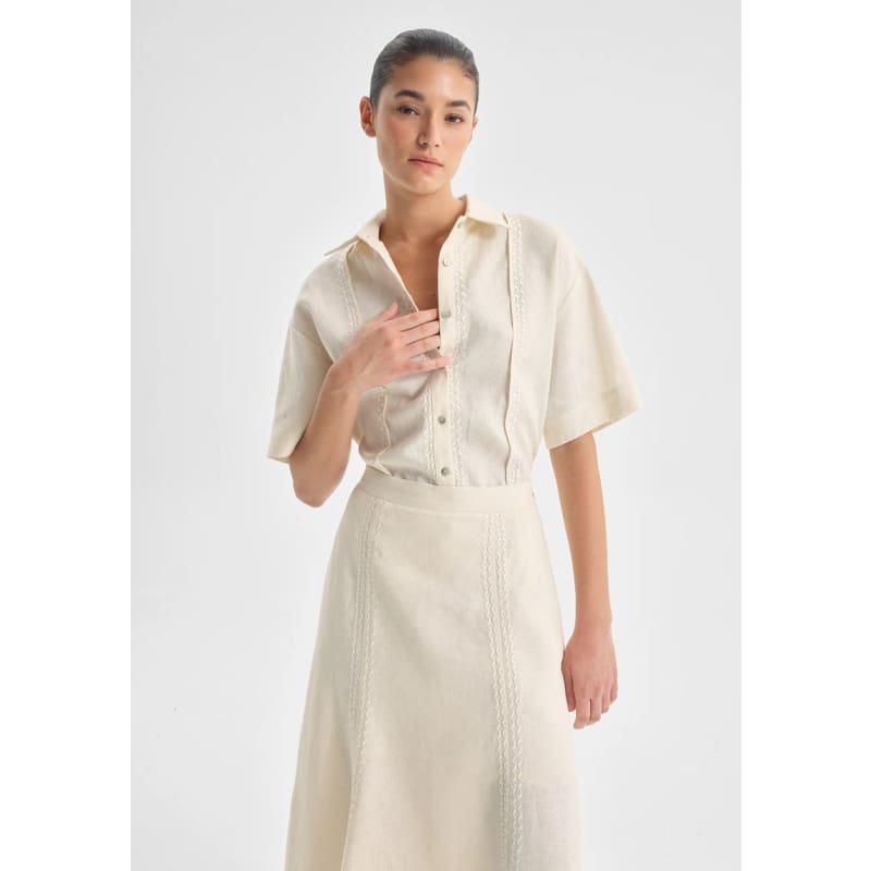 Maisey Linen Skirt | Ecru - Bottoms
