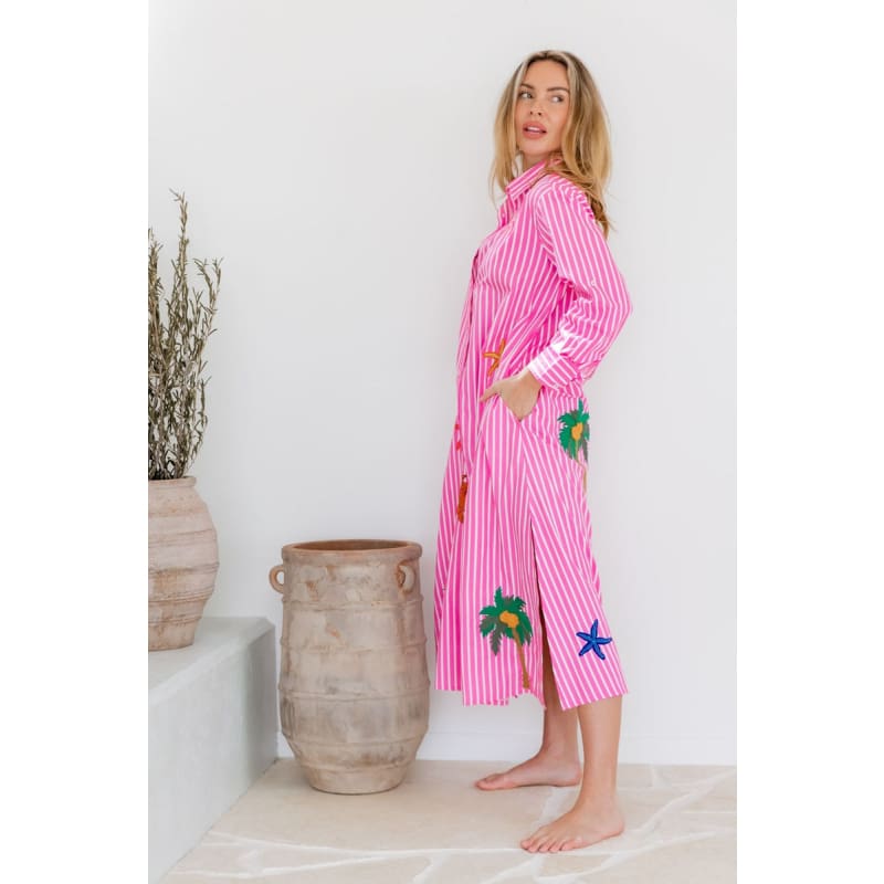 Maldives Shirt Dress | Pink - Dress