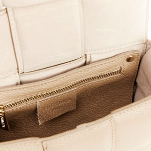Margot Beige Leather Woven Bag - Accessories