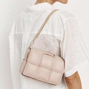 Margot Dusty Pink Leather Woven Bag - Accessories