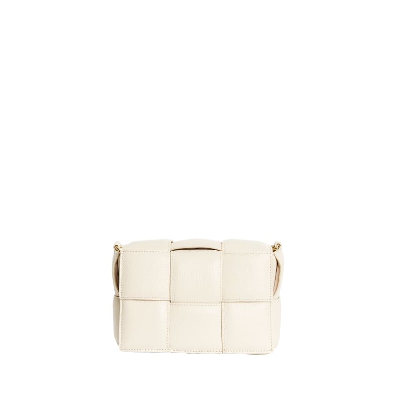 Margot Ivory Leather Woven Bag - Accessories