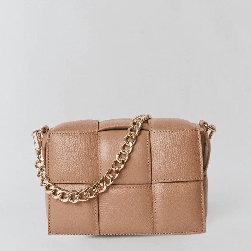 Margot Leather Woven Bag | Light Tan - Accessories