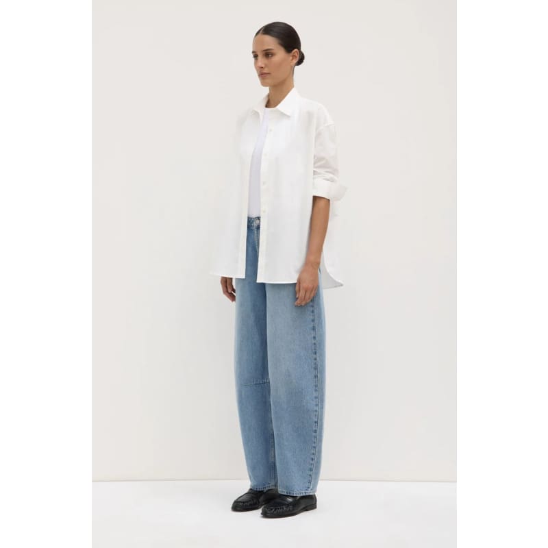 Marigold Poplin Long Sleeve Shirt | White - Tops