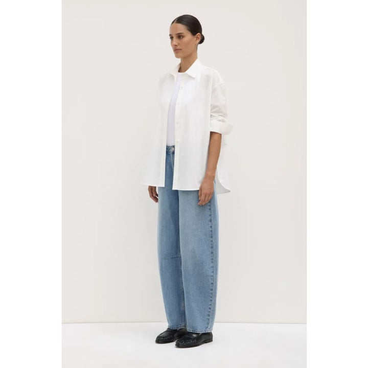 Marigold Poplin Long Sleeve Shirt | White - Tops