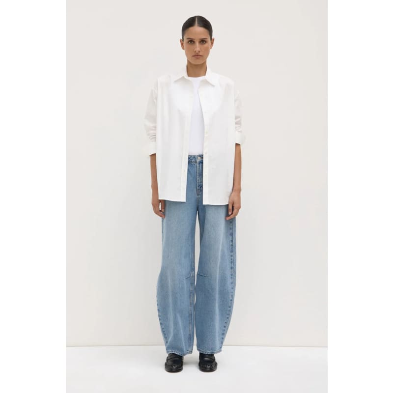 Marigold Poplin Long Sleeve Shirt | White - Tops