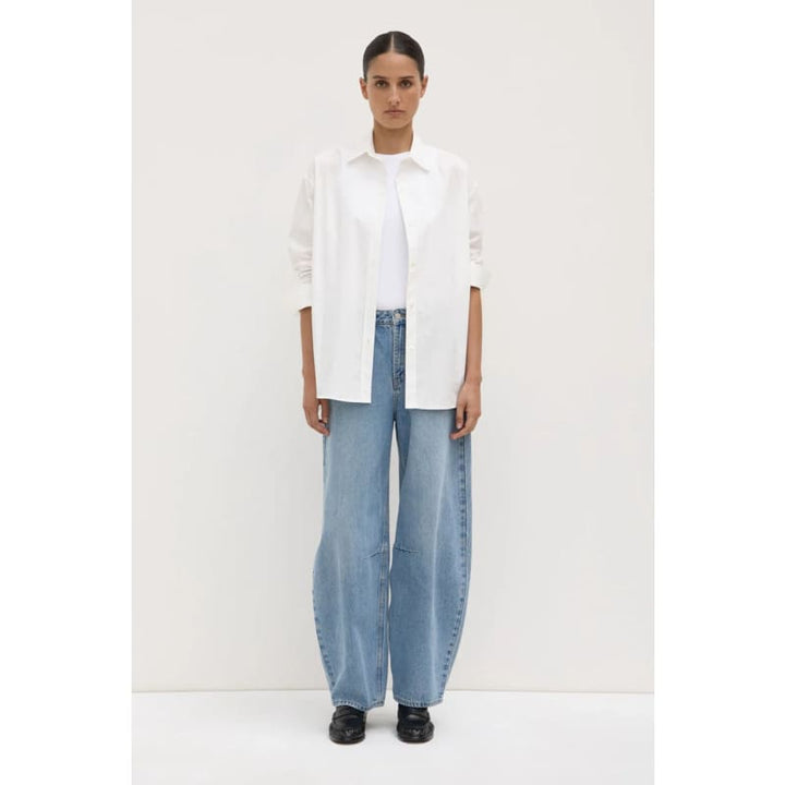 Marigold Poplin Long Sleeve Shirt | White - Tops