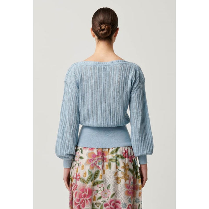 Marley Merino Cotton Knit Top | Cornflower - Tops