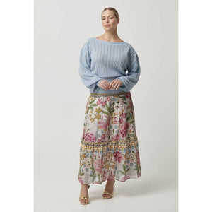 Marley Merino Cotton Knit Top | Cornflower - Tops