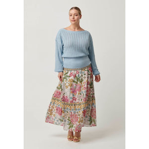 Marley Merino Cotton Knit Top | Cornflower - Tops