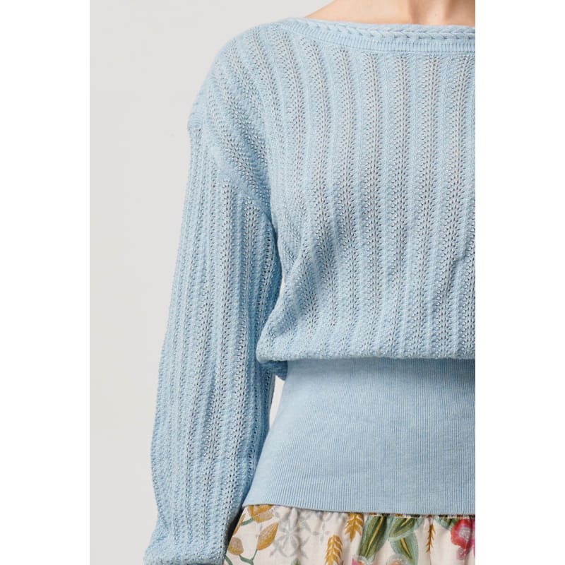 Marley Merino Cotton Knit Top | Cornflower - Tops