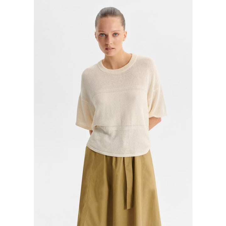 Marli Knit Tee | Milk - Tops