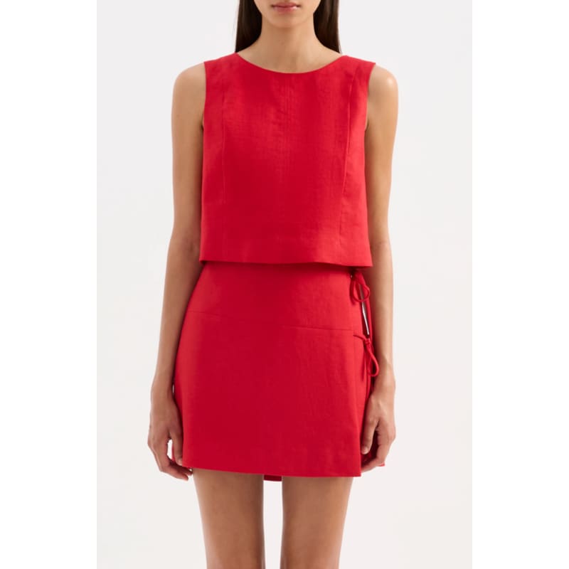 Marli Linen Top | Vermillion - Tops