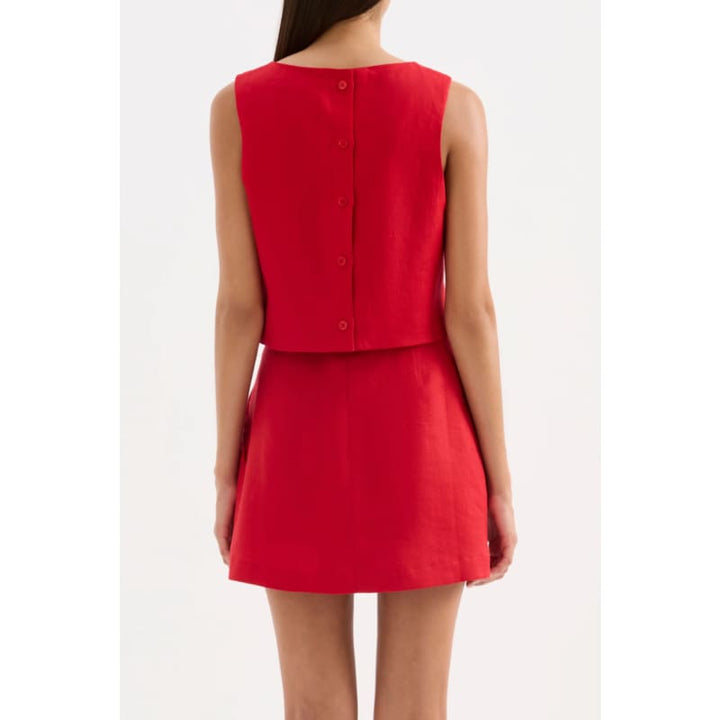 Marli Linen Top | Vermillion - Tops