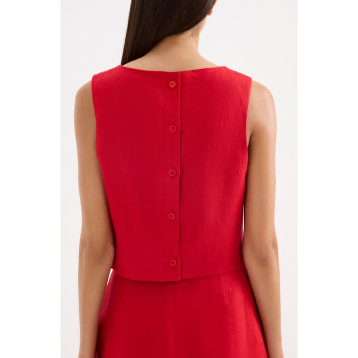 Marli Linen Top | Vermillion - Tops