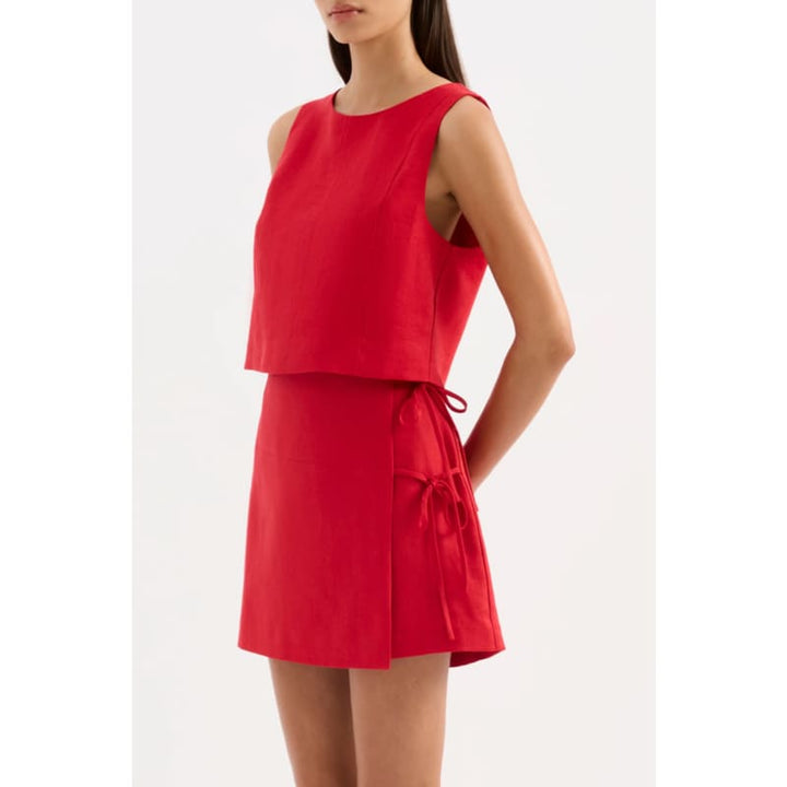 Marli Linen Top | Vermillion - Tops