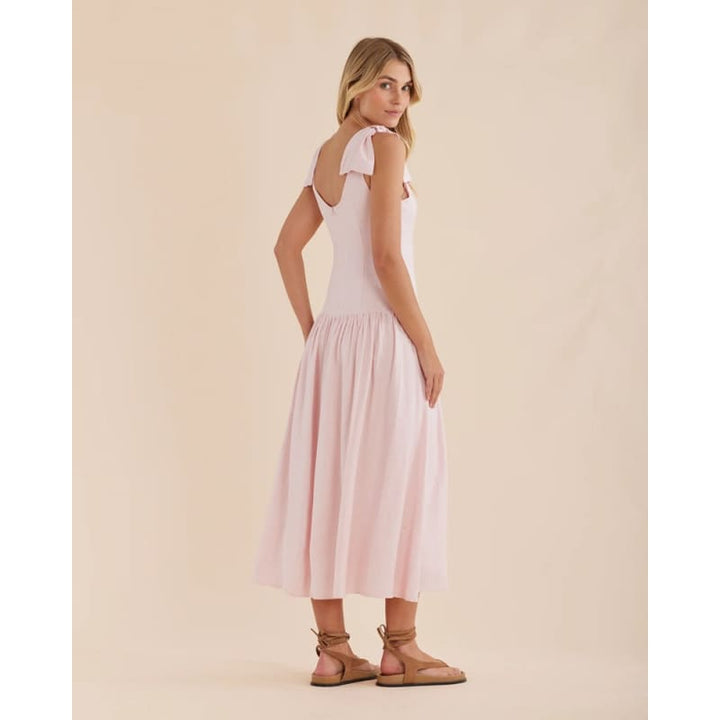 Mavie Bow Linen Maxi Dress | Rosewater - Dress