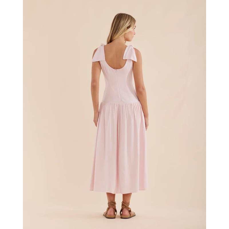 Mavie Bow Linen Maxi Dress | Rosewater - Dress