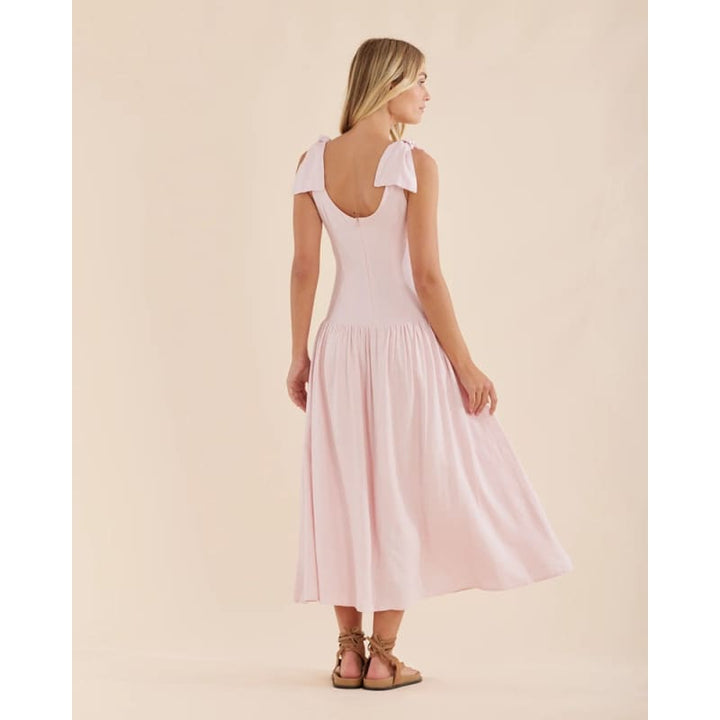 Mavie Bow Linen Maxi Dress | Rosewater - Dress