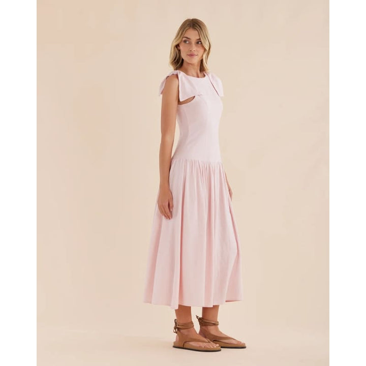 Mavie Bow Linen Maxi Dress | Rosewater - Dress