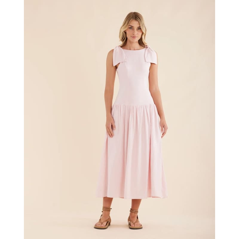 Mavie Bow Linen Maxi Dress | Rosewater - Dress